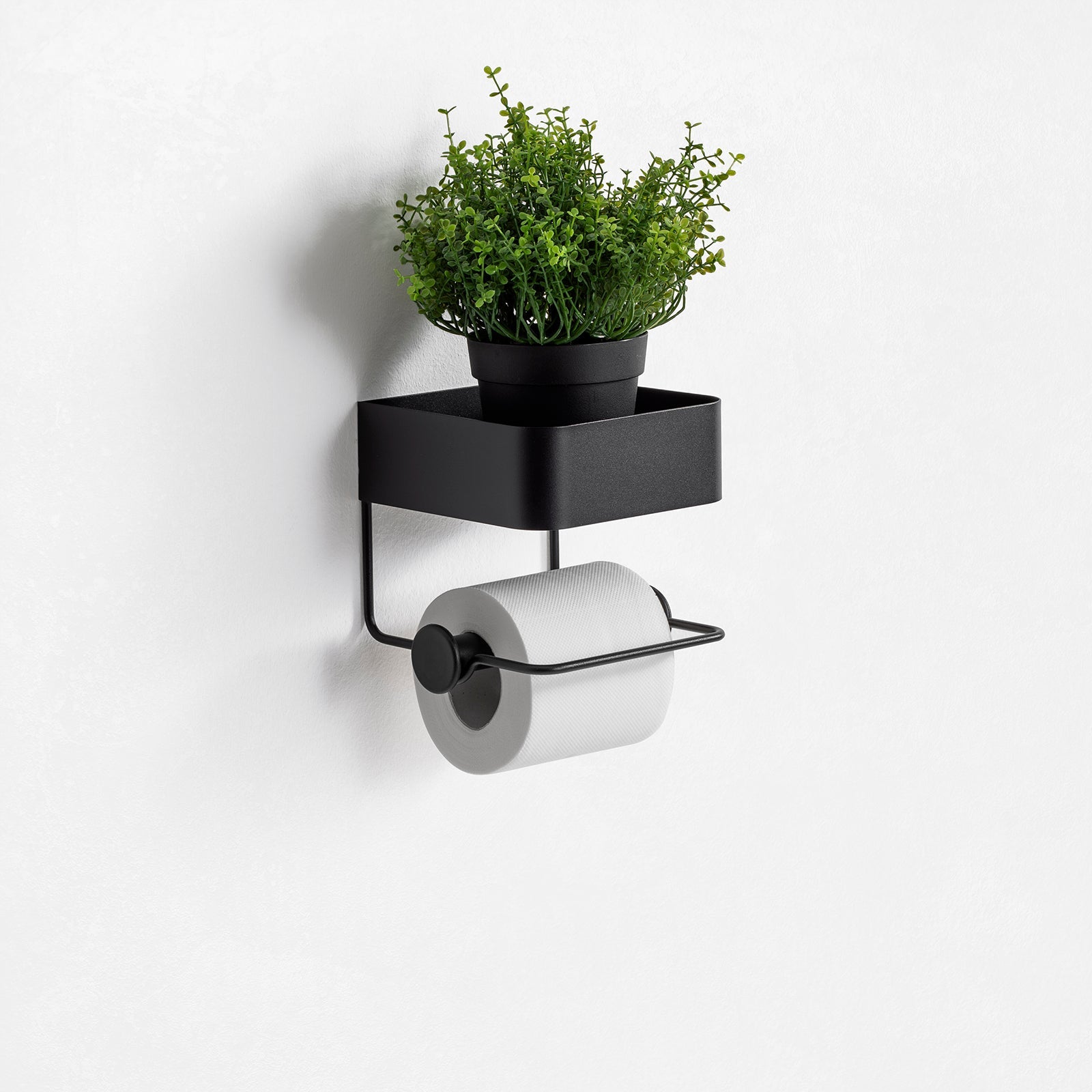 SHIMA schwarzer Rollenhalter mit Ablage
