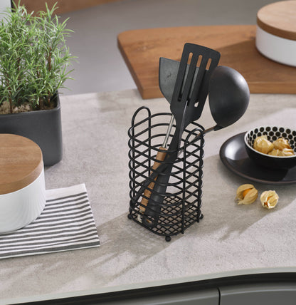 Portaposate In Ceramica Nero 17,6x10,1 Cm - Organizzatore Utensili Da Cucina Moderno | Design Elegante - Foto 13