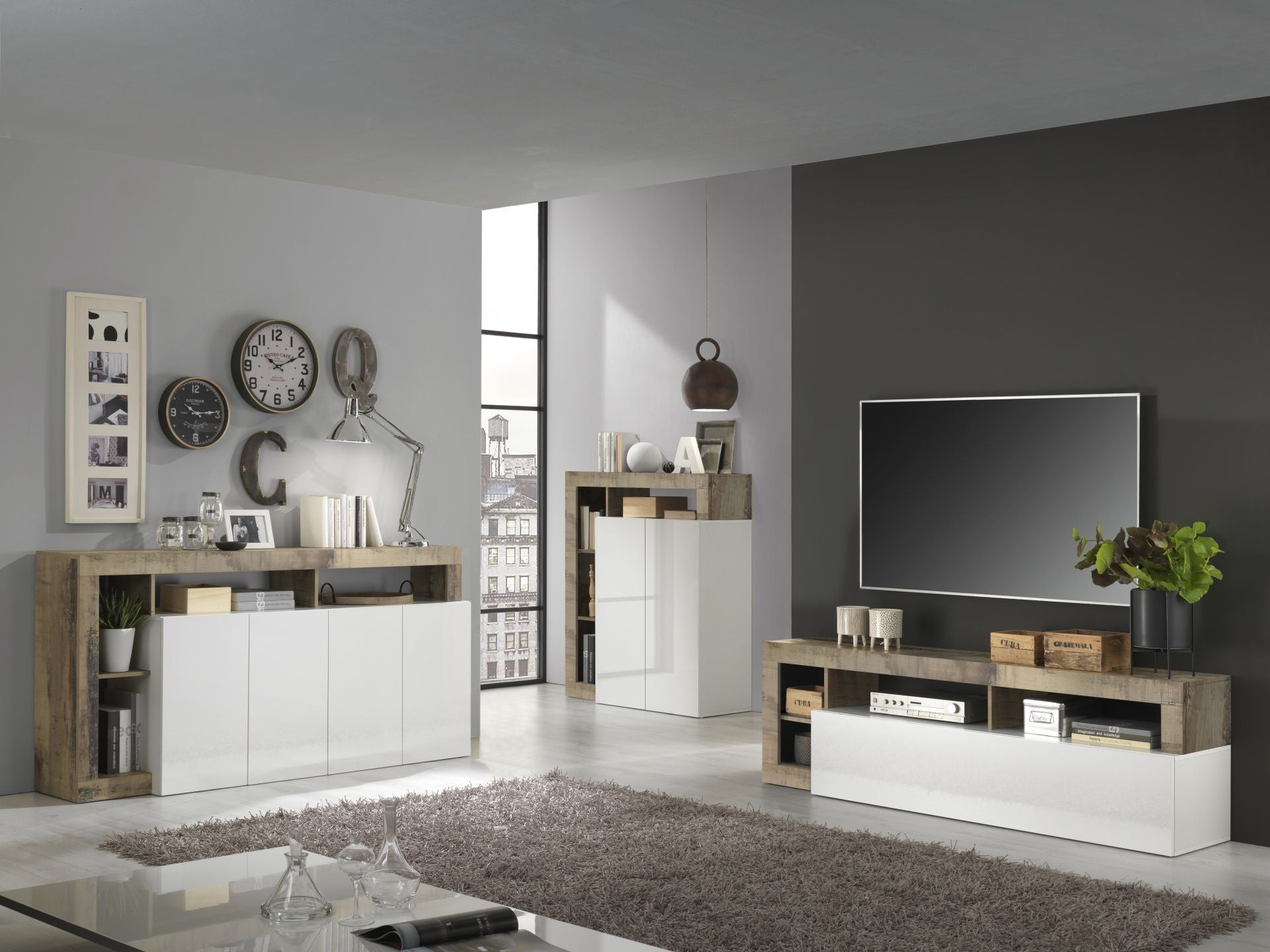 NETTUNO Weiß/Birne Buffet 184cm