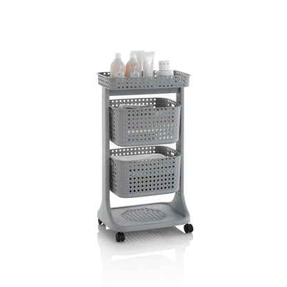 Laundry trolley 2 baskets HUY grey