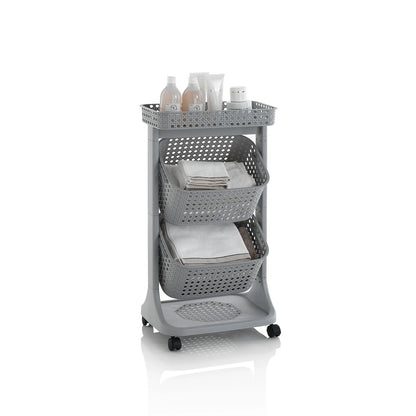 Laundry trolley 2 baskets HUY grey