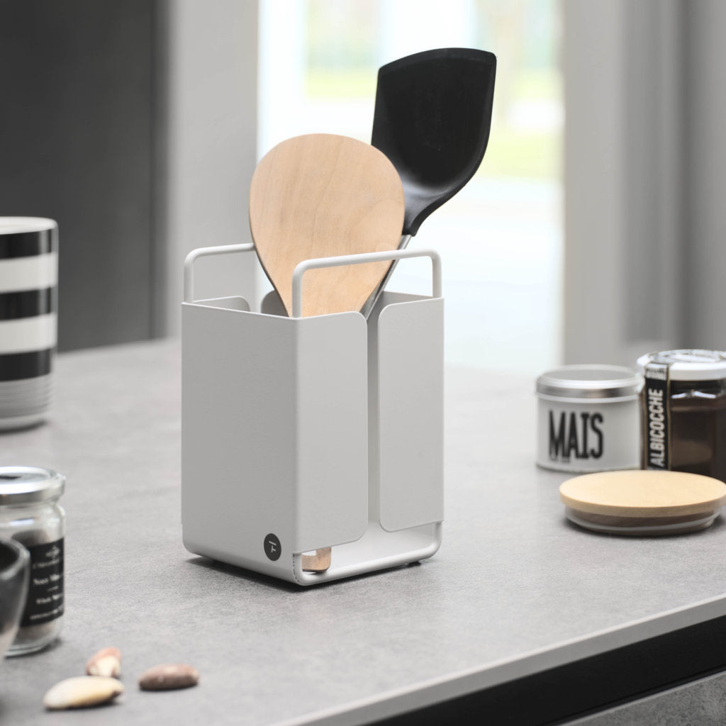 Portautensili In Ceramica Bianco LEETOYI | Contenitore Per Cucina 11,4 Cm | Vaso Multiuso E Barattolo Elegante