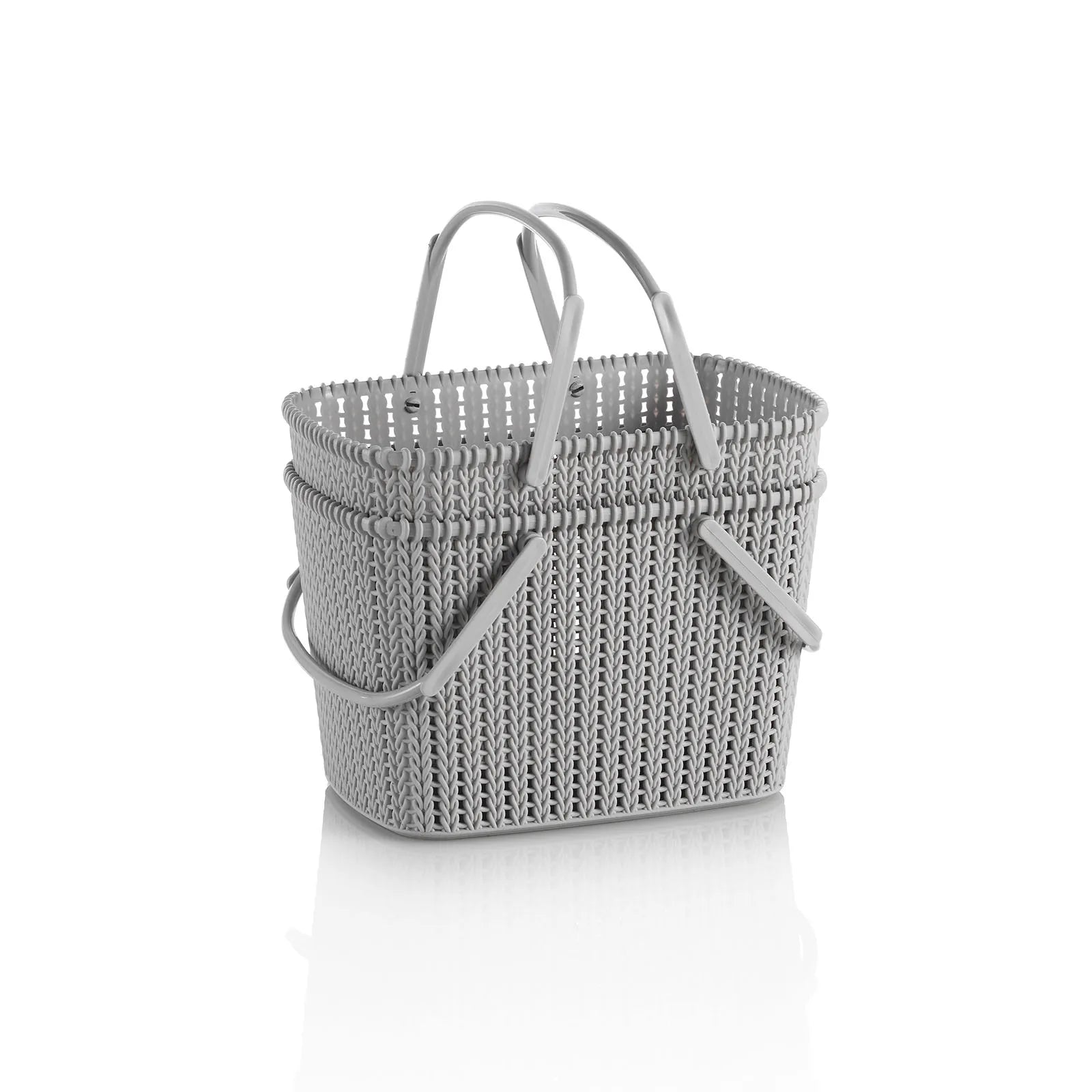 Set of 2 gray MARL storage baskets with handle