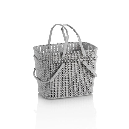 Set of 2 gray MARL storage baskets with handle