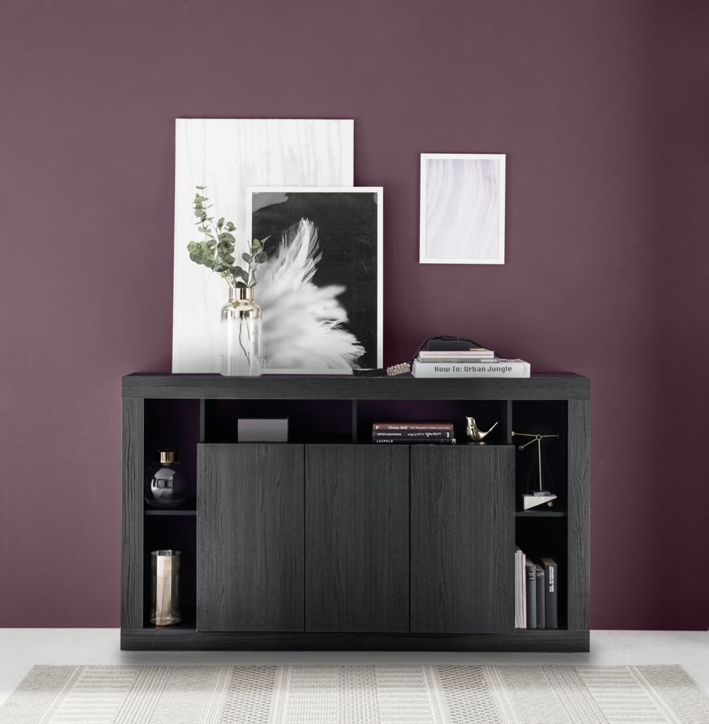 TIAKI black ash 3-door buffet