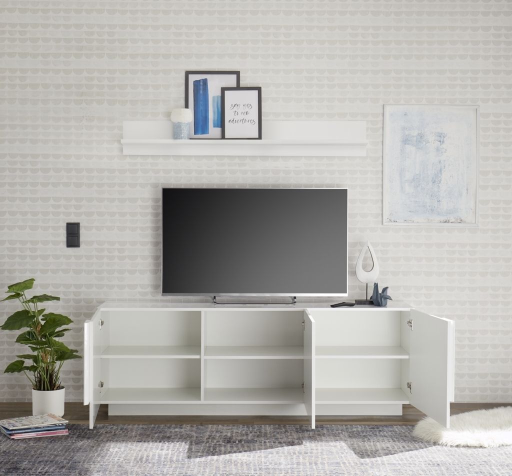 LOMPAT weißer TV-Ständer 180 cm 3 Türen