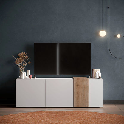 TAO TV-Ständer aus weißer Honigeiche, 180 cm, 3 Türen