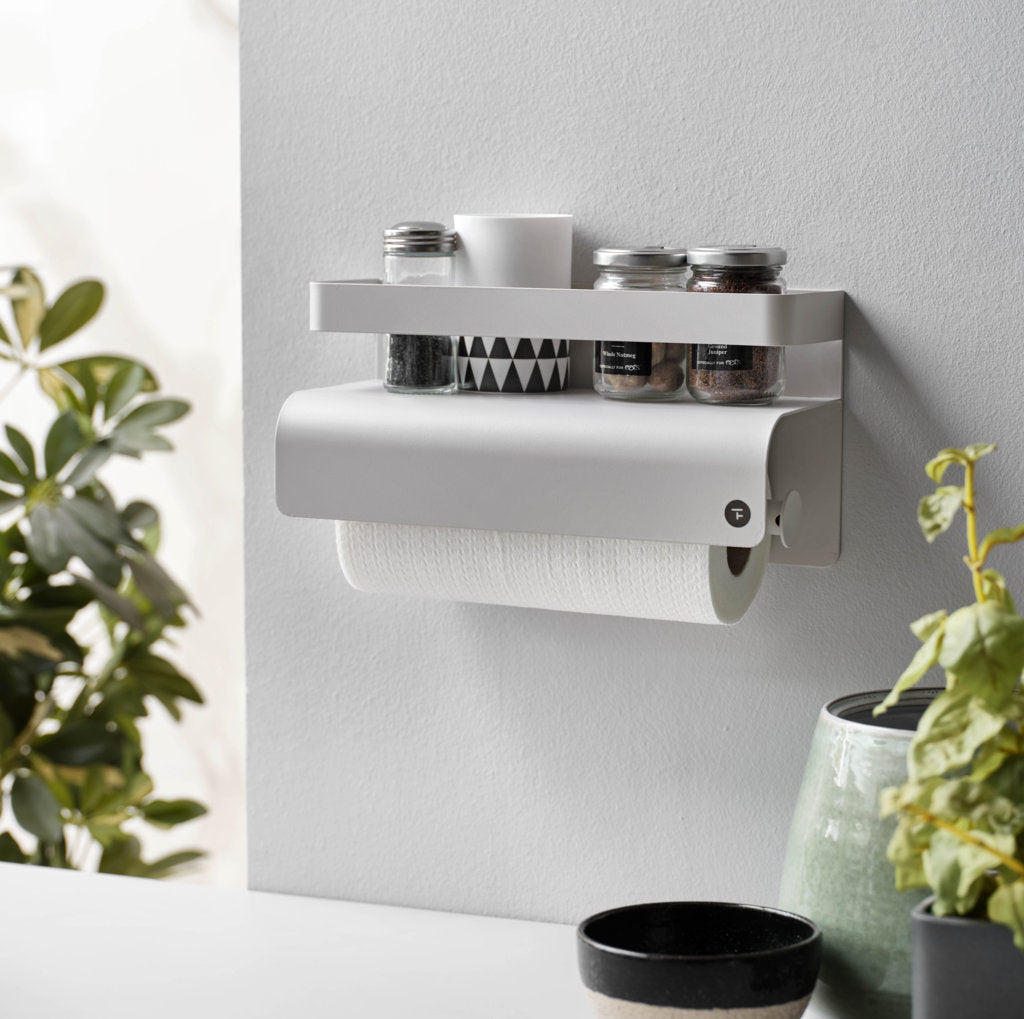 Shelf with kitchen roll holder TOON white