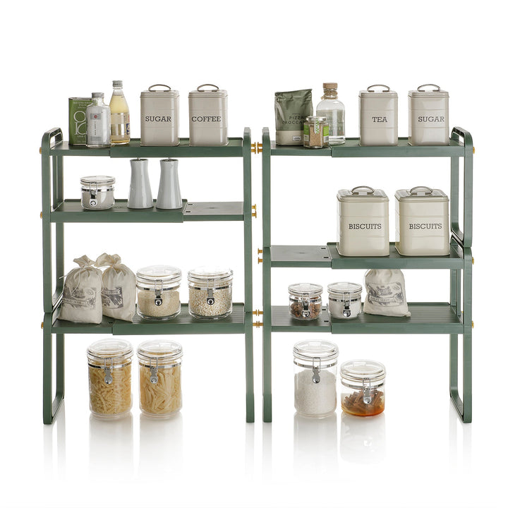 Organizzatore 2 ripiani per scaffali YURT verde