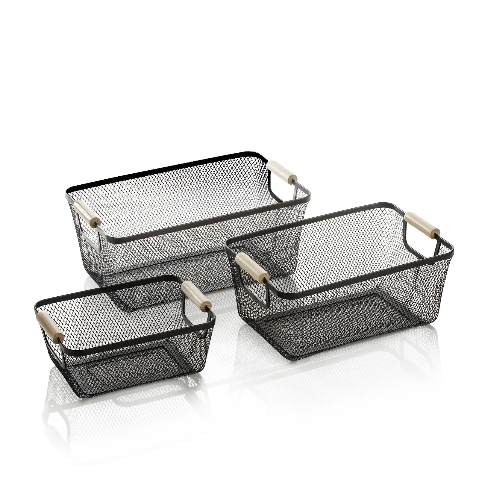 Set of 3 BELYE black baskets
