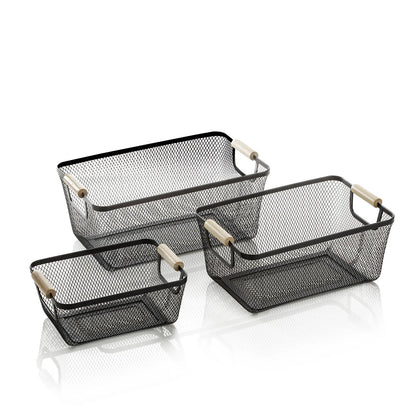 Set of 3 BELYE black baskets