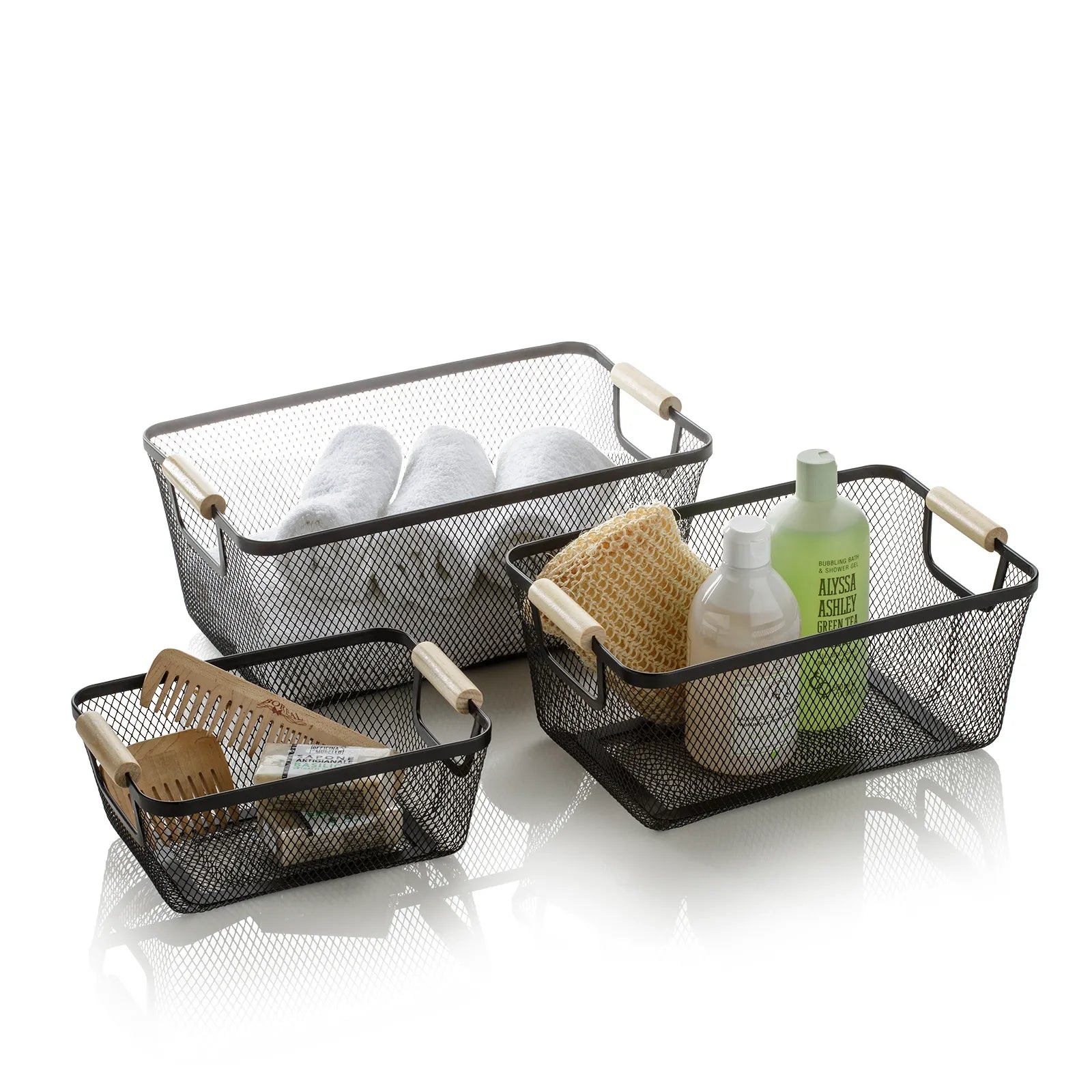 Set of 3 BELYE black baskets