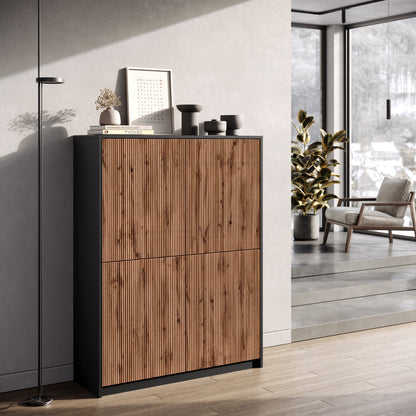 LULLABY hohes Sideboard schwarz/eiche