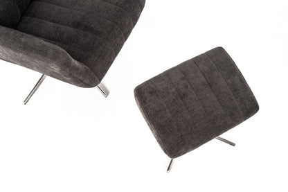 Poltrona reclinabile con pouf ASTRID grigio scuro