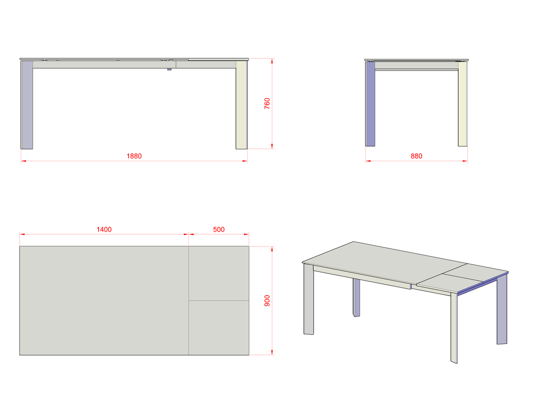 Extendable table AMBURGO ceramic grey