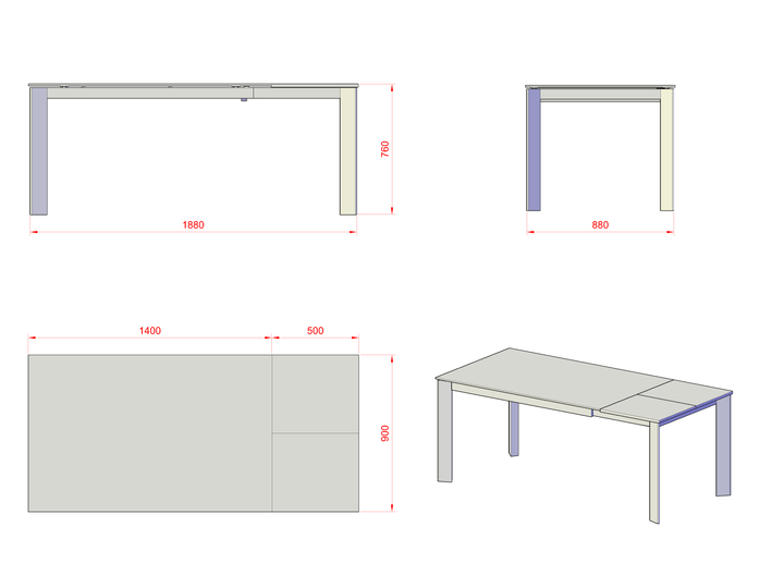 Extendable table AMBURGO ceramic grey