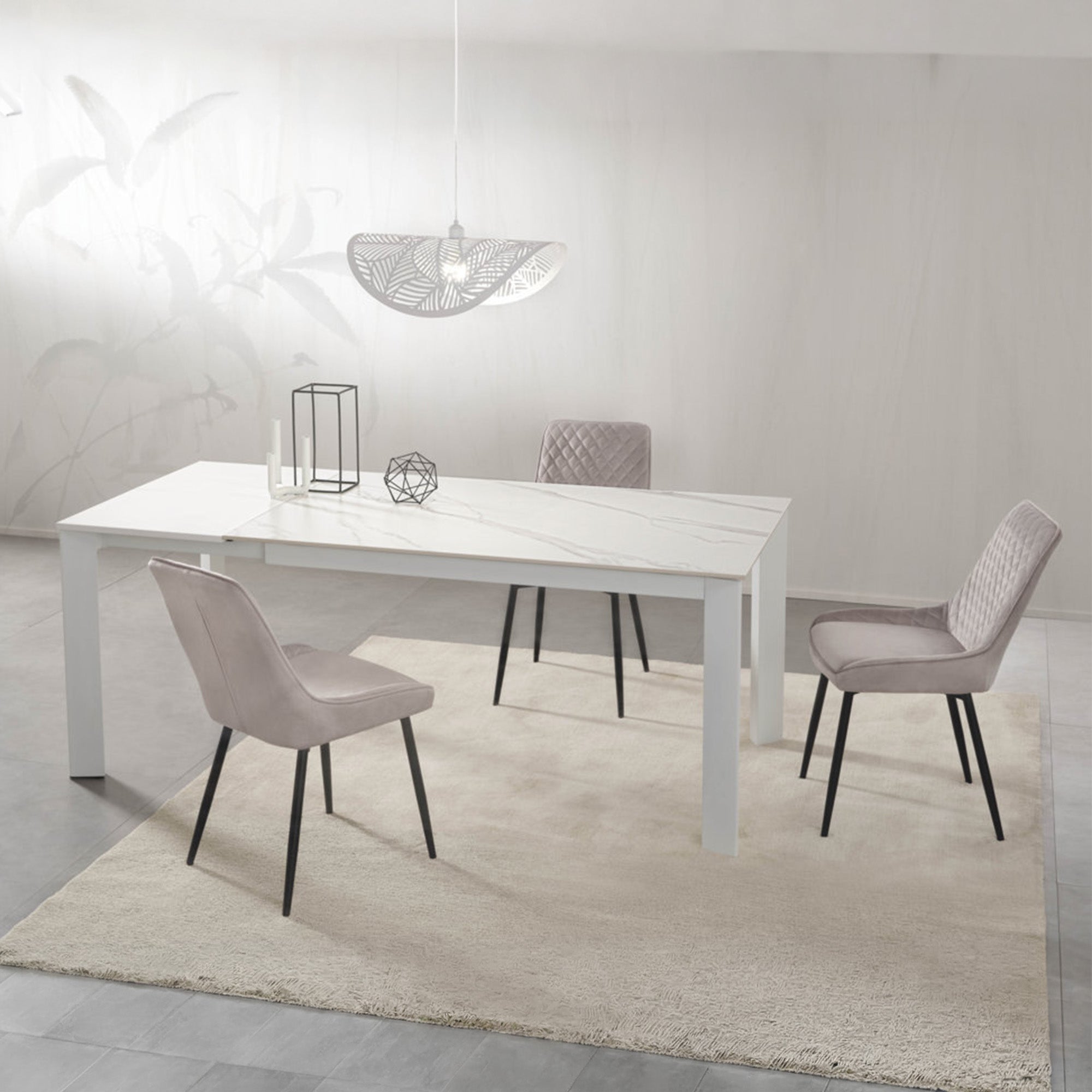 AMBURGO extendable table white ceramic
