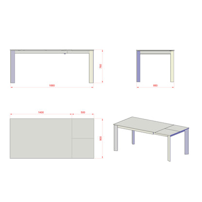 AMBURGO extendable table white ceramic