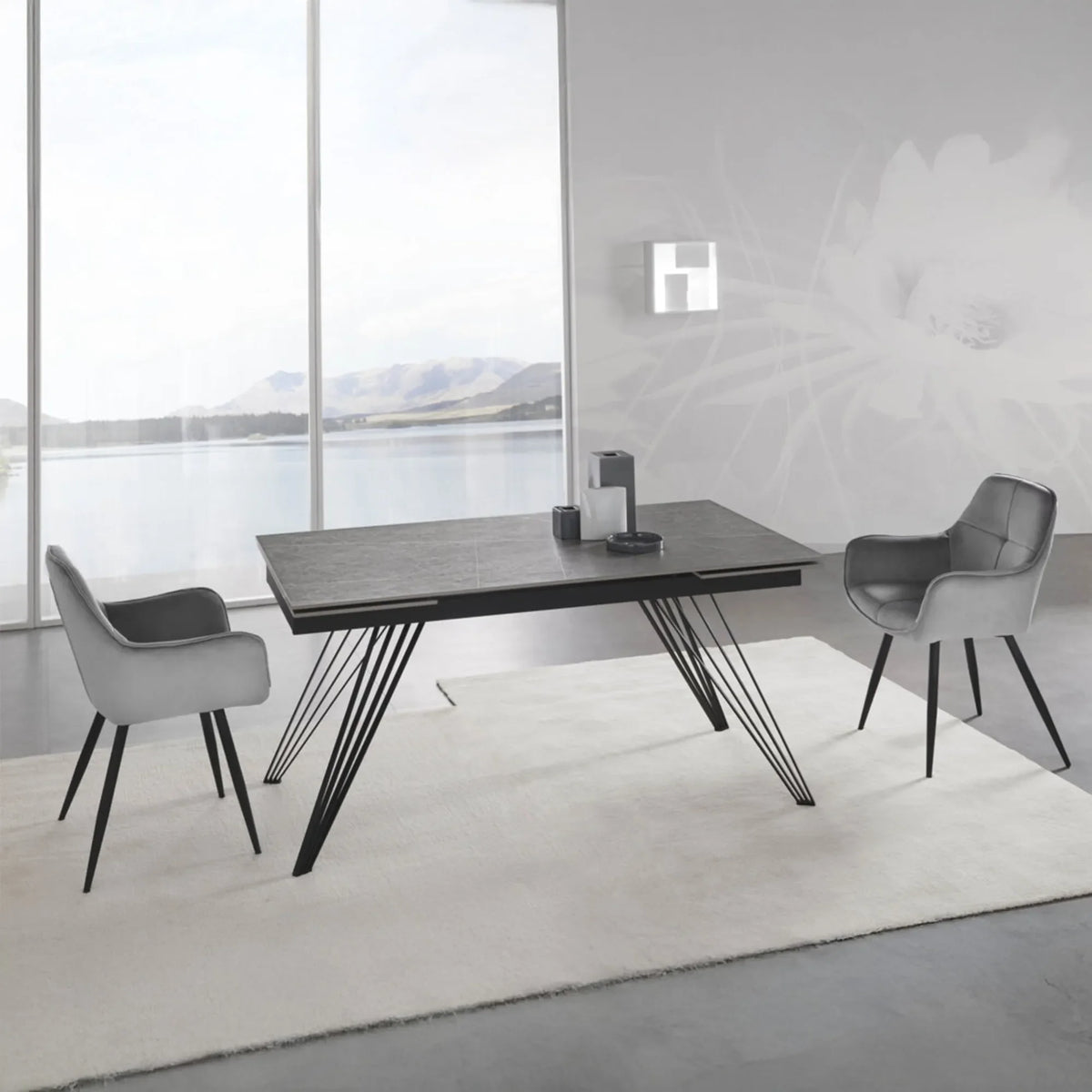 Extendable table ADAMS ceramic grey