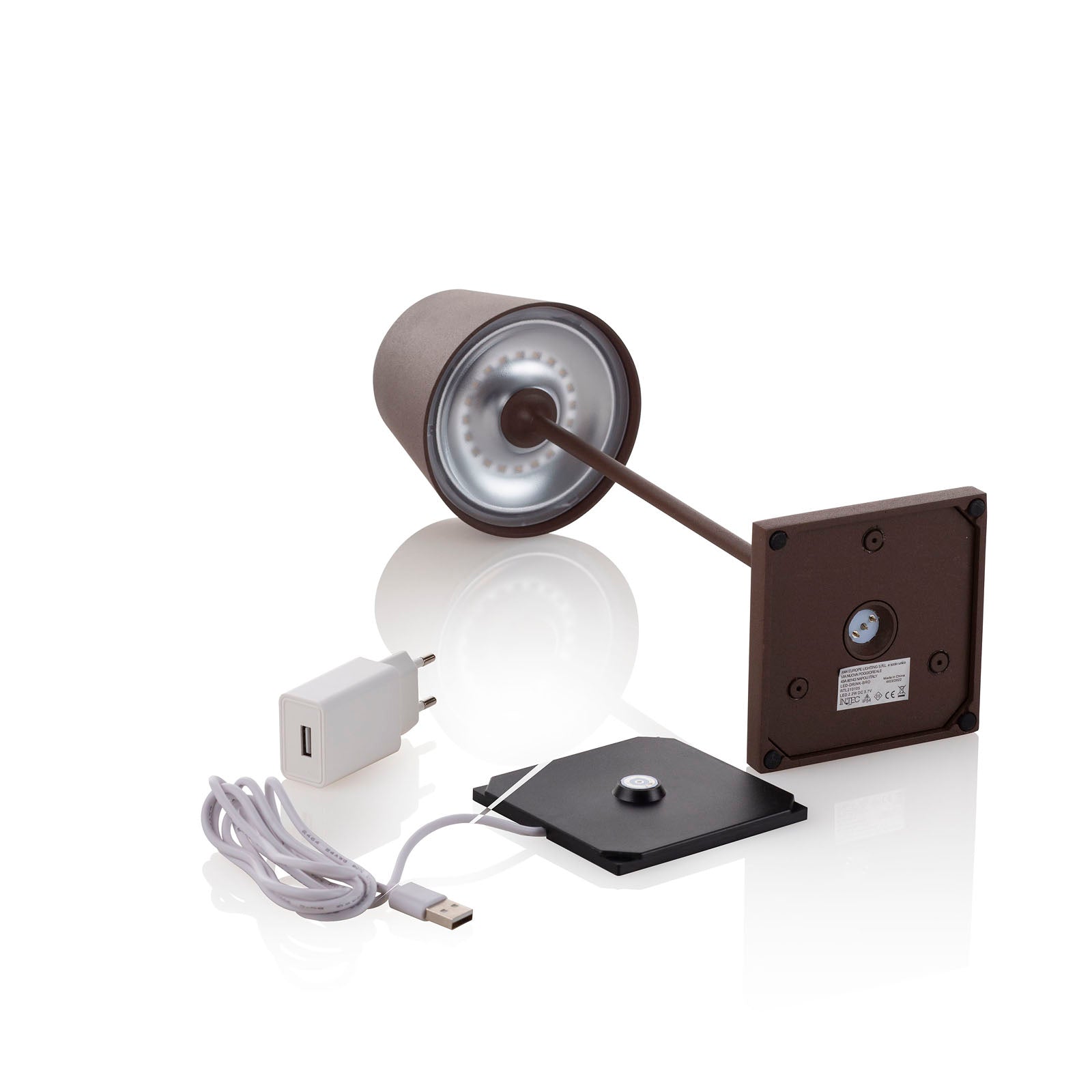 KIMA Corten-Tischlampe, wiederaufladbar