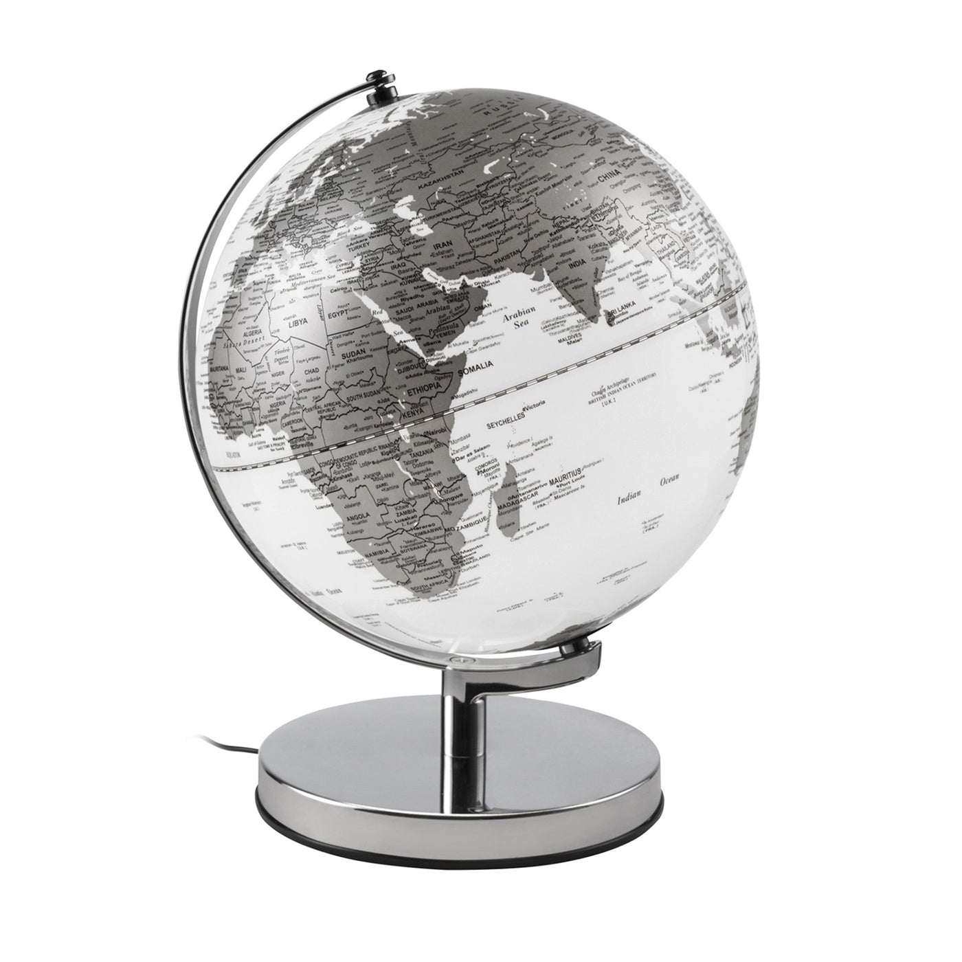Mappamondo illuminato EARTH 2 argento