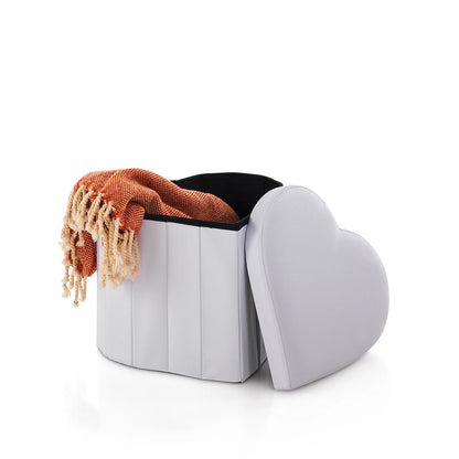 Pouf with container HEART white