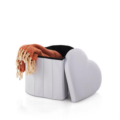 Pouf mit Behälter HERZ weiß