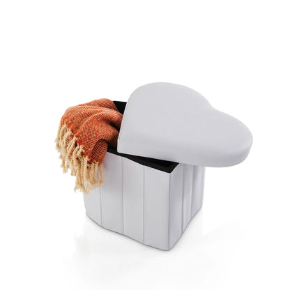 Pouf with container HEART white