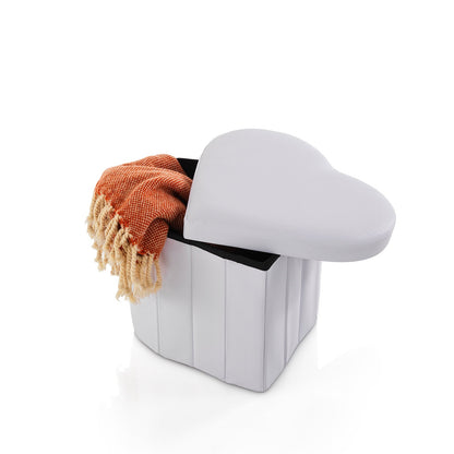 Pouf mit Behälter HERZ weiß