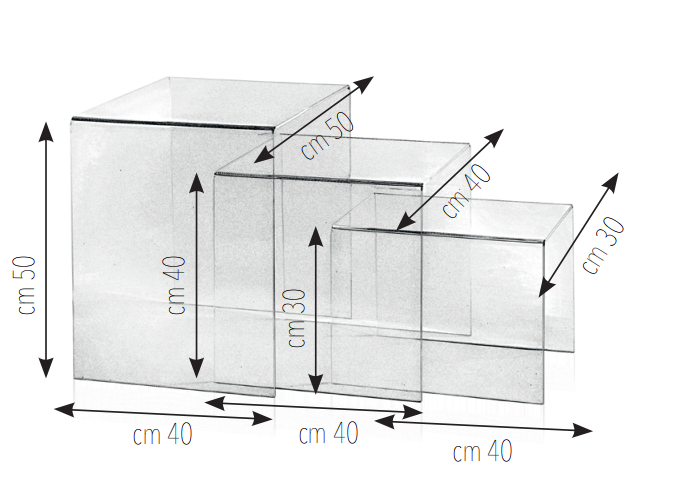 Set of 3 transparent SIRIO tables