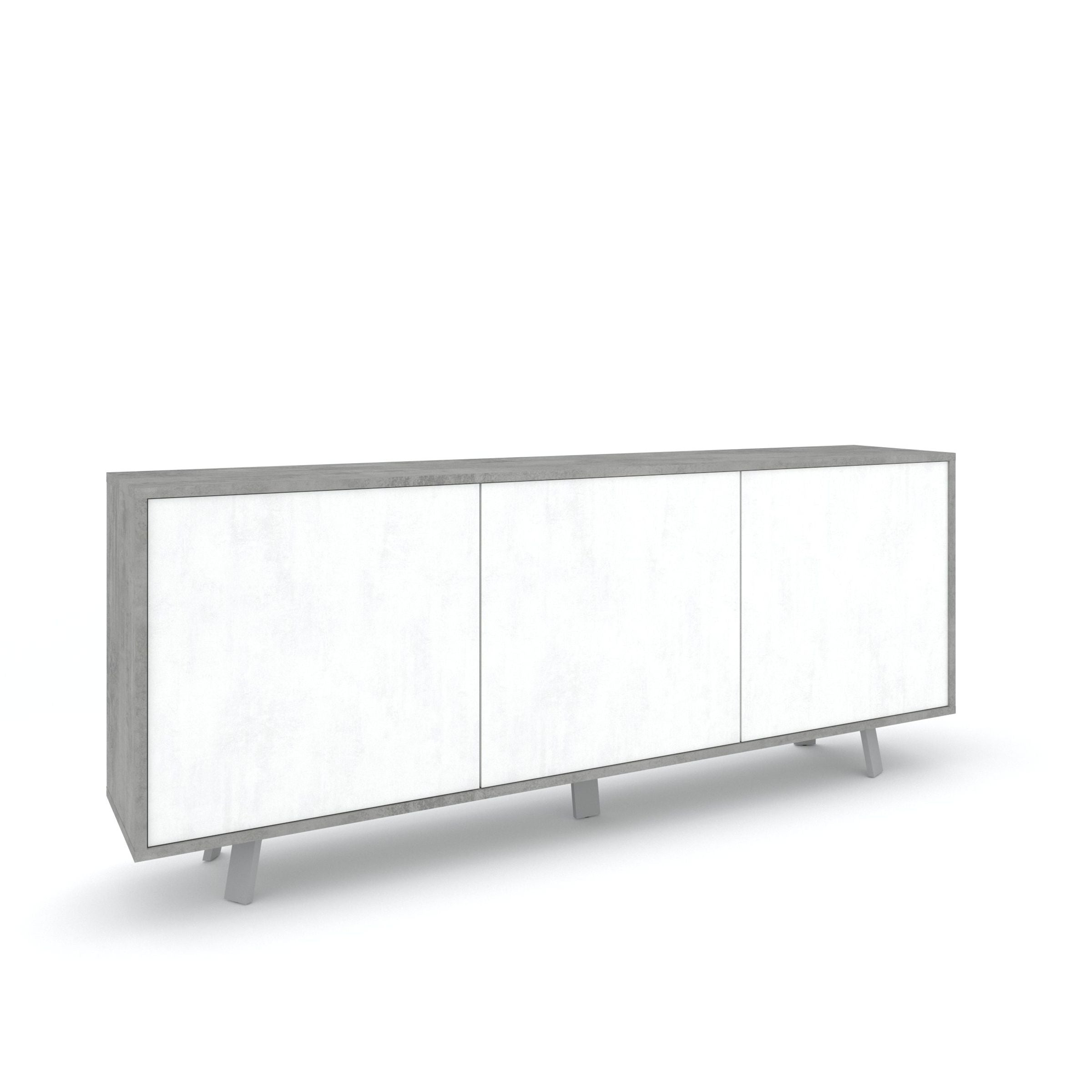 3-door buffet VILINUS concrete/white stone