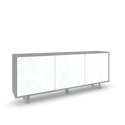 3-door buffet VILINUS concrete/white stone
