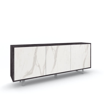 3-door buffet VILINUS black stone/calacatta marble