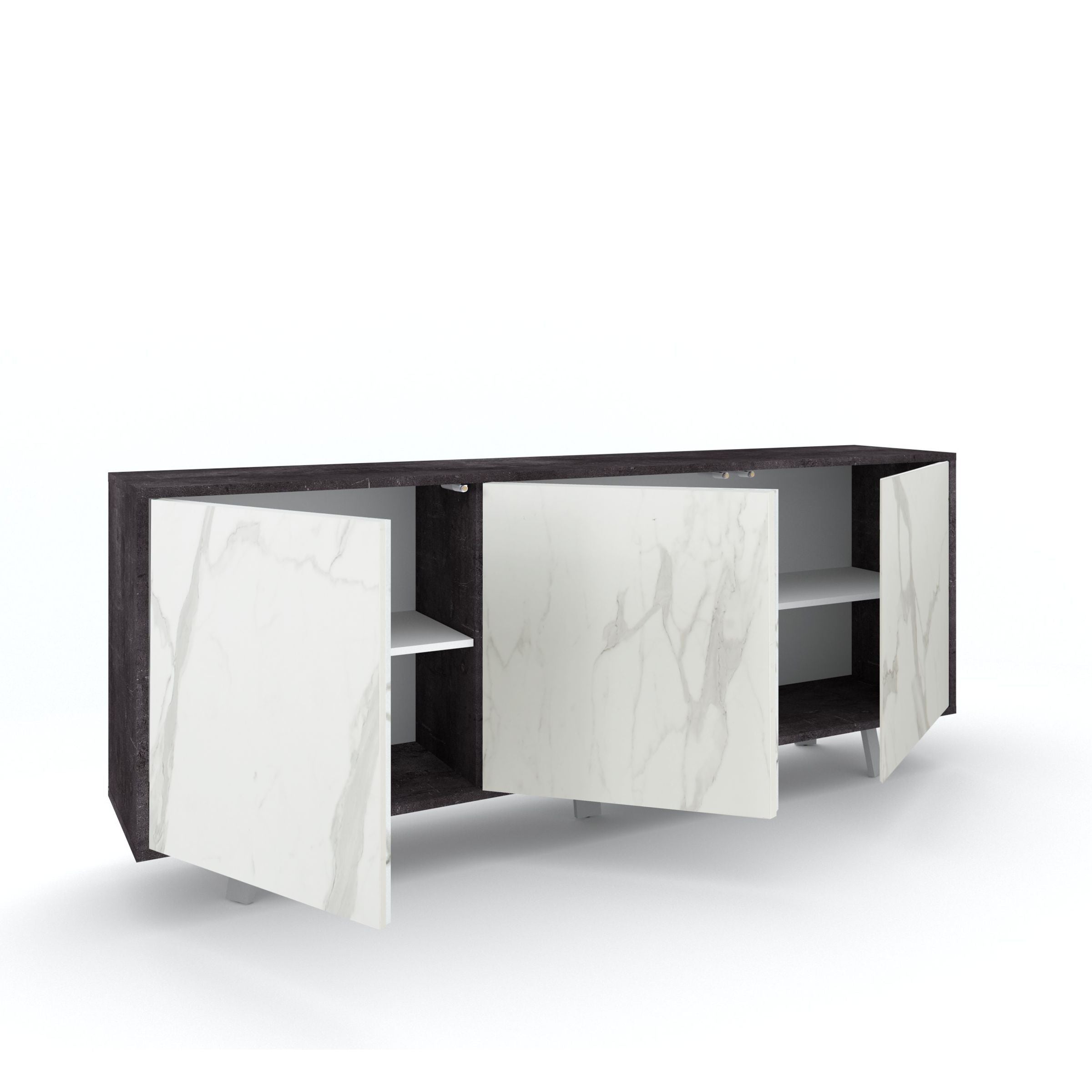 3-door buffet VILINUS black stone/calacatta marble
