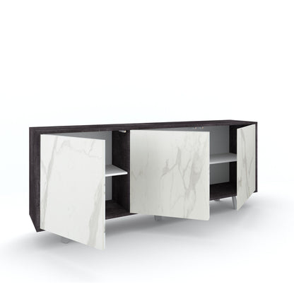 3-door buffet VILINUS black stone/calacatta marble