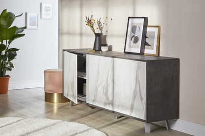 3-door buffet VILINUS black stone/calacatta marble
