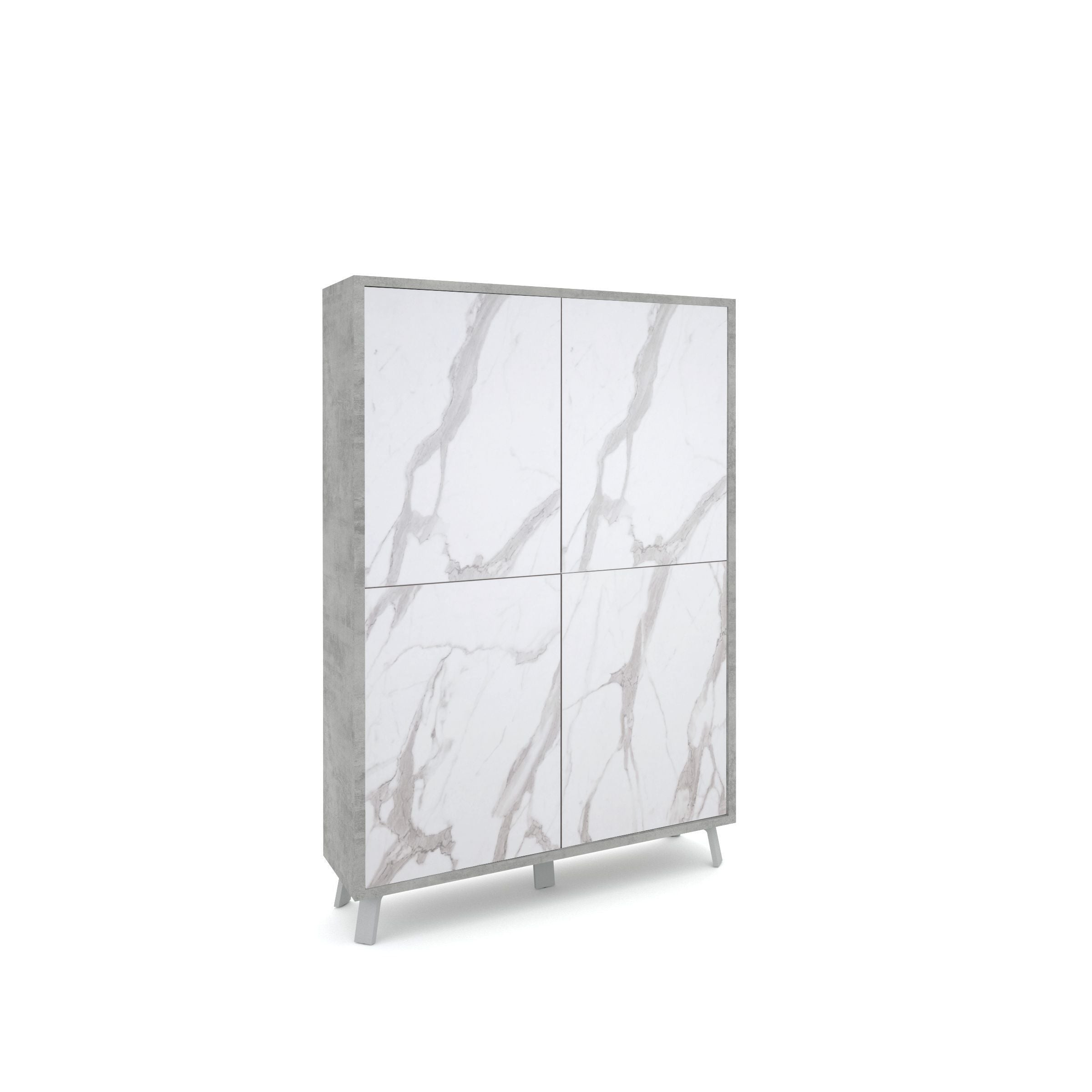 VILINUS high sideboard cement/calacatta marble