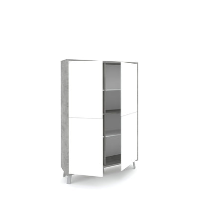 VILINUS Sideboard hoch Beton/Steinweiß