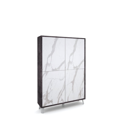 VILINUS high sideboard black stone/marble calacatta