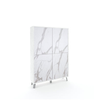 VILINUS hohes Sideboard aus weißem Stein/Calacatta-Marmor