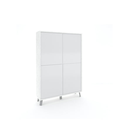 VILINUS Sideboard hoch Steinweiß/Hochglanzweiß