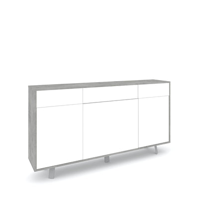 Sideboard 3-türig/3-Schubladen VILINUS Beton/Steinweiß