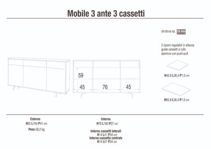 Credenza 3 ante/3 cassetti VILINUS