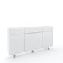 Credenza 3 ante/3 cassetti VILINUS bianco pietra/bianco lucido