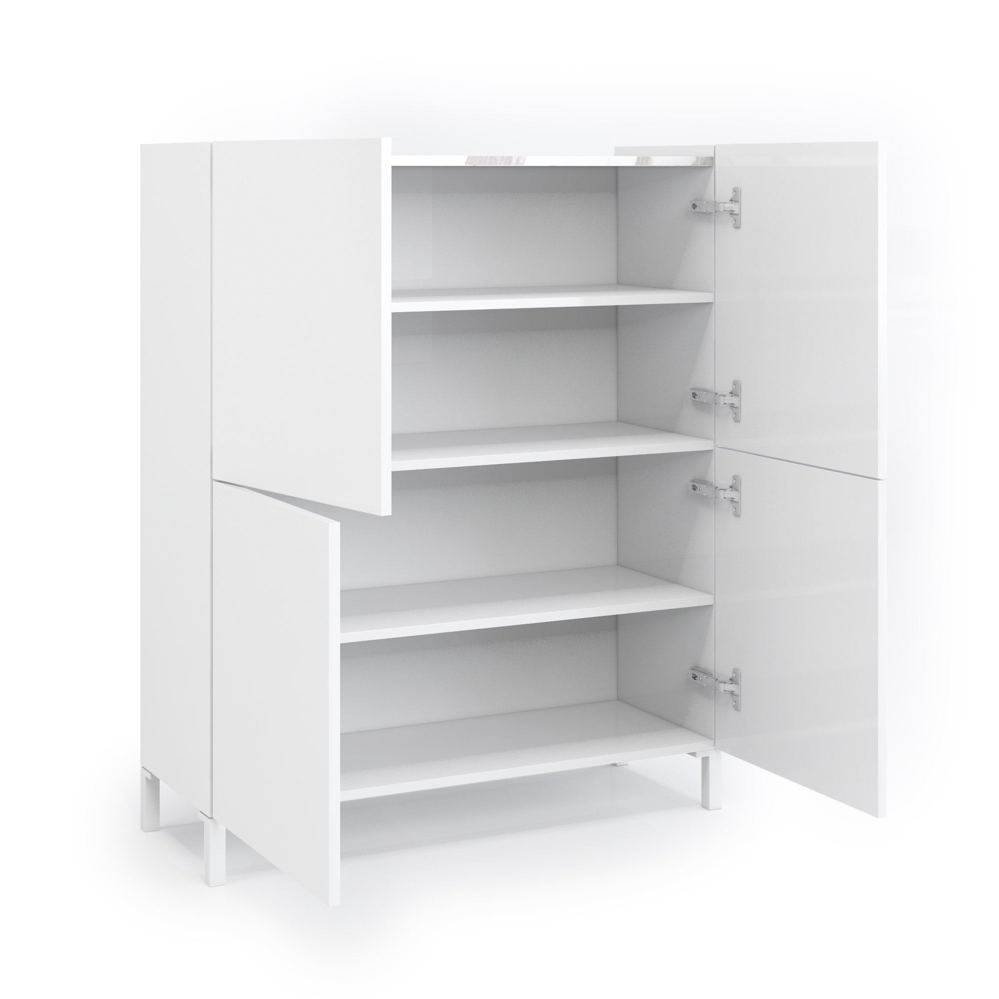 KENNETH high sideboard glossy white/calacatta marble