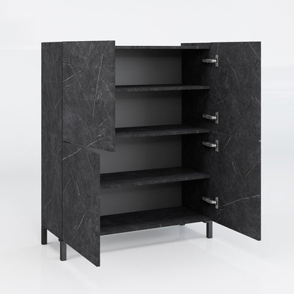 KENNETH hohes Sideboard aus schwarzem Marmor