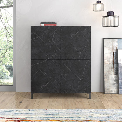KENNETH hohes Sideboard aus schwarzem Marmor