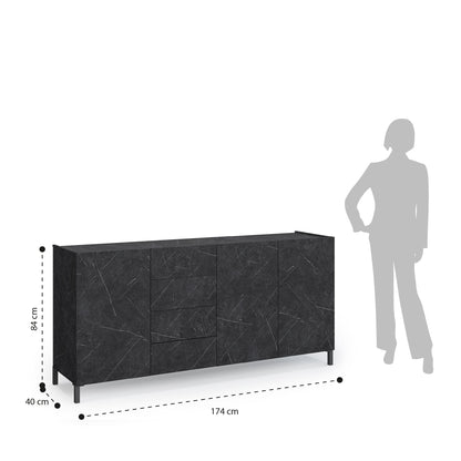 KENNETH black marble buffet