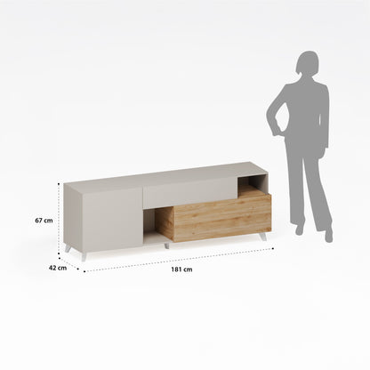 Porta TV NIZZA cashmere/rovere cadiz