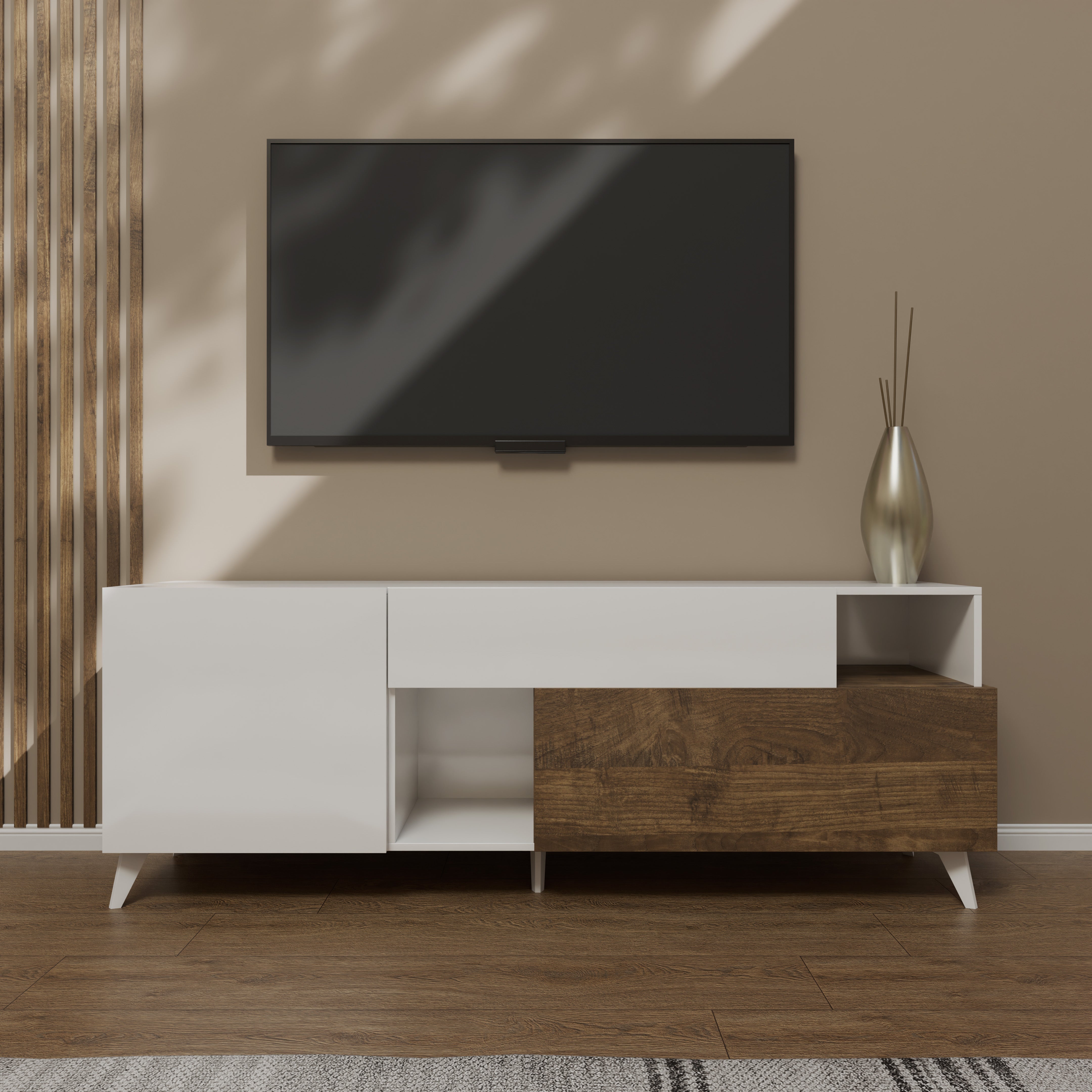 Porta TV NIZZA bianco lucido/mercure